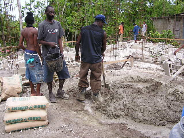 Mixing the cement