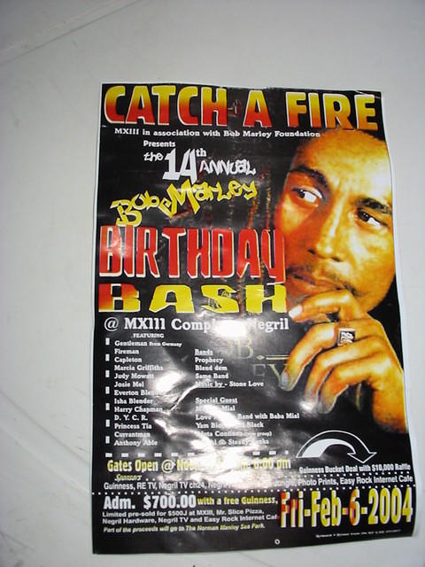 Catch a Fire - Flyers for Bob Marley 14th Birthday Bash at MX111
