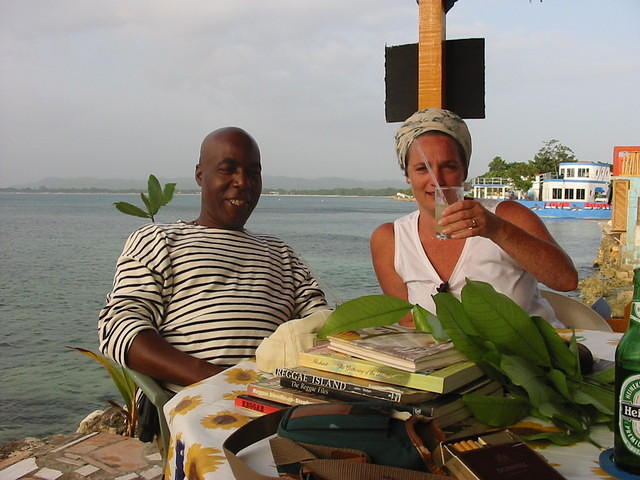 Lizzie & Rob from Holland enjoy a few rums on Ez's terrace after emails are completed