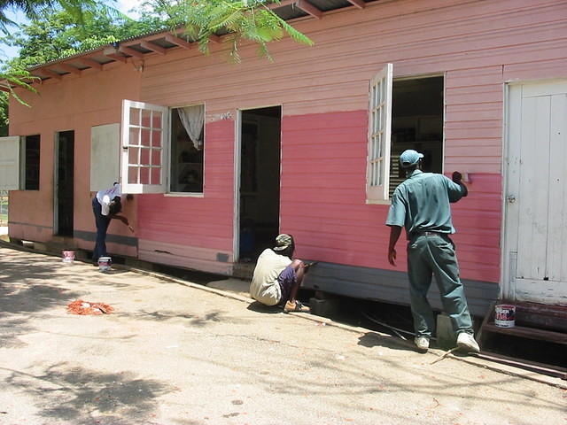 Sandals Staff Clean up the school on Labour day