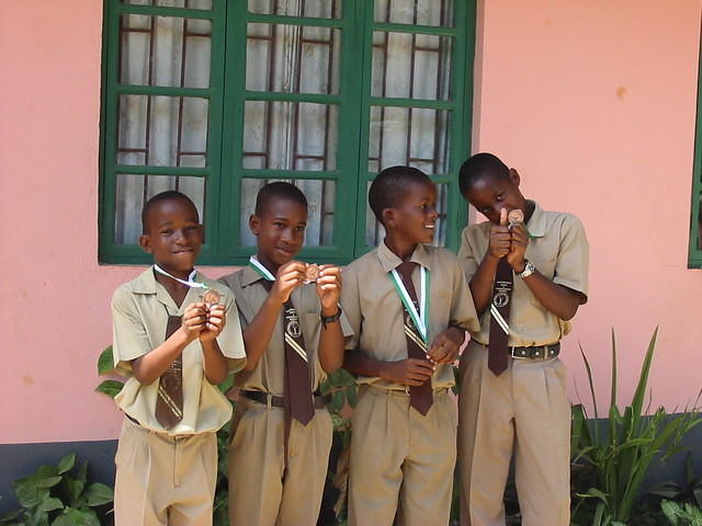 Sports day prize giving - the boys show off!