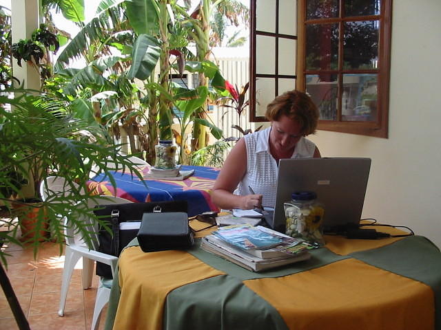 Kaye Riske enjoying High Speed Wireless Outside