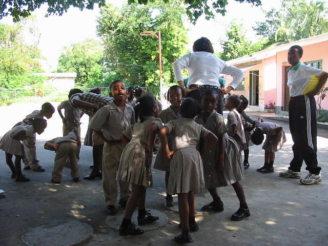 Kindergarten 1 & 2 learn a traditional Jamaican dance for a show they are going to perform in