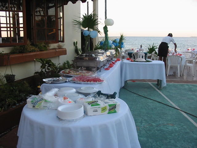 With a delicious buffet