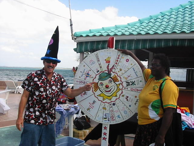 Magic Man Entertains with his wheel of fortune