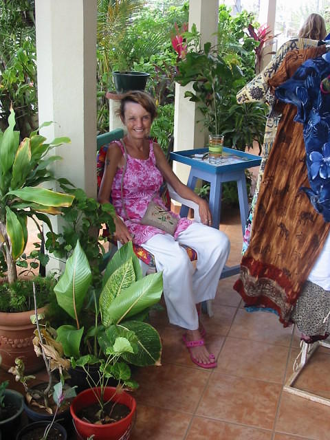 Theresa escapes the sun on Easy Rock's Cool Terrace