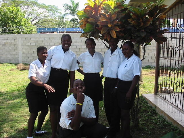 Outside the Theodora Learning Centre in the grounds of Negril Health Centre