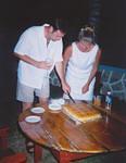 The Wilsons cut their pineapple-upside-down-wedding cake