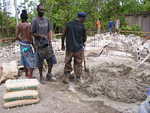 Mixing the cement
