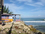 Winter morning at Easy Rock - sea spray has killed the plants .. dem soon grow again!