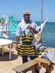 Duncan came all the way from Kingston to sell his Jamaica knitted goods
