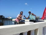 EZ's Music Man 22 Pac selling his great tunes, accompanied by Reiner from Germany