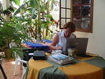 Kaye Riske enjoying High Speed Wireless Outside