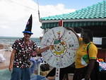 Magic Man Entertains with his wheel of fortune