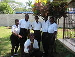 Outside the Theodora Learning Centre in the grounds of Negril Health Centre